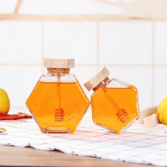 Wholesale 100ml 220ml 380ml Hexagon glass Honey Jar Manufacturer and
