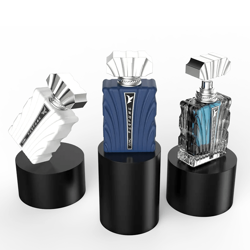 China Original Design Crimp Neck Glass Perfume Bottle 50ml Luggage