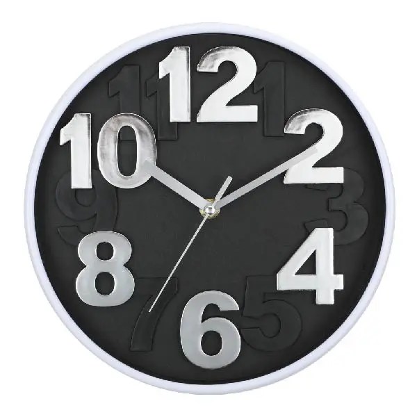 Wholesale Modern simple design 10 Inch Plastic Wall Clock with 3D