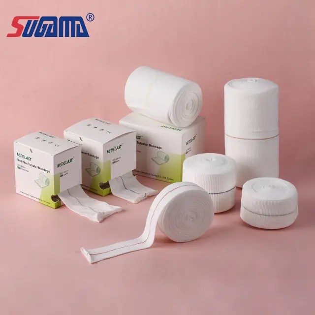 Medical white elasticated tubular cotton bandages