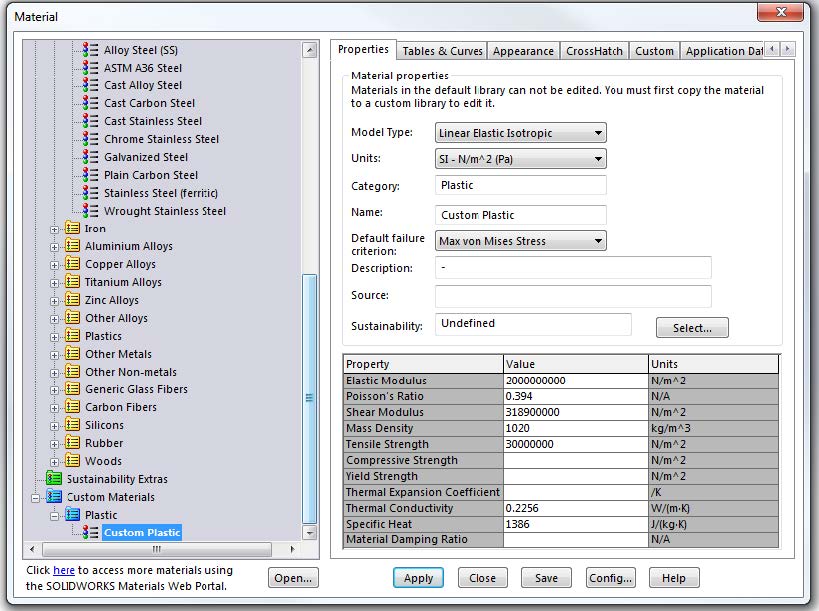 SOLIDWORKS Simulation Material Properties GoEngineer