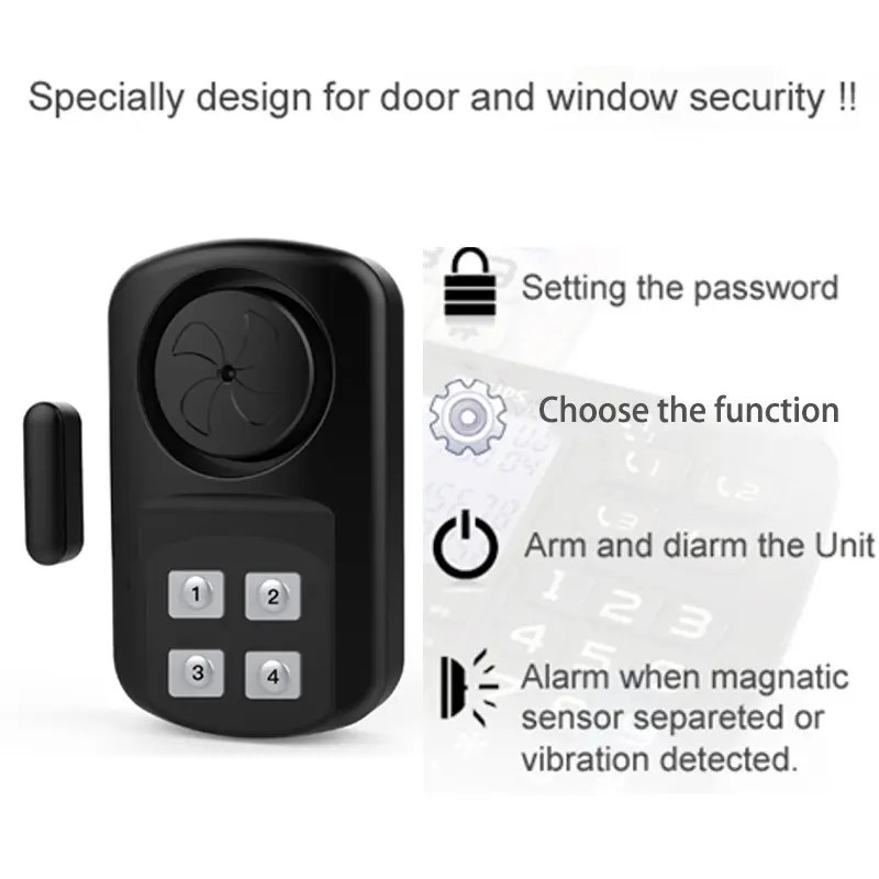 China Home security alarm system wireless AAA Battery Operated