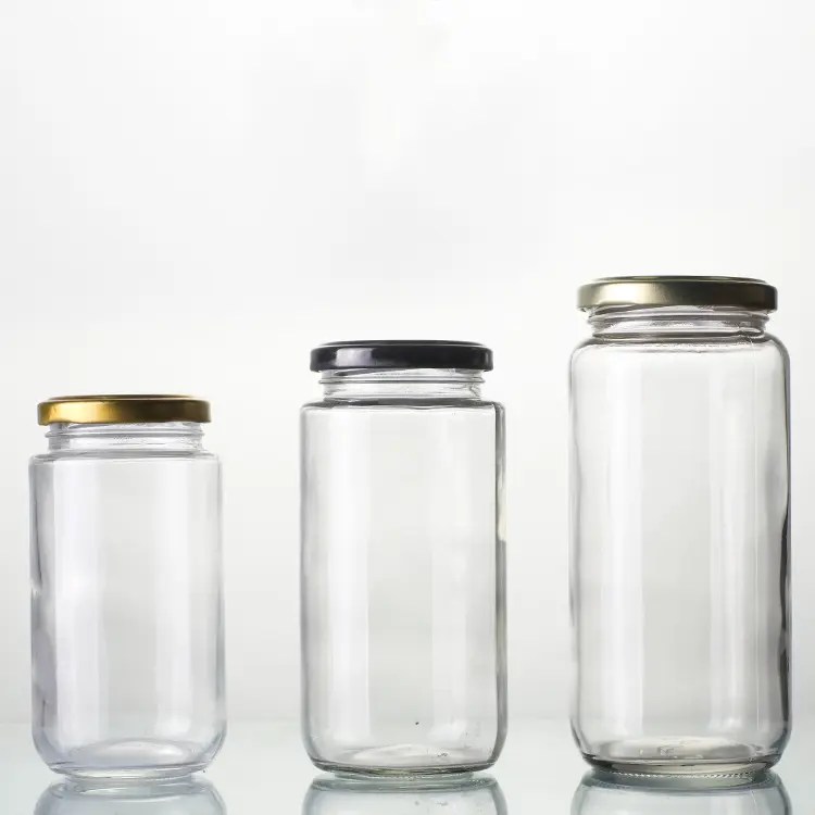 China Cheap price Square Glass Jar With Lid 500ml tall cylinder jars