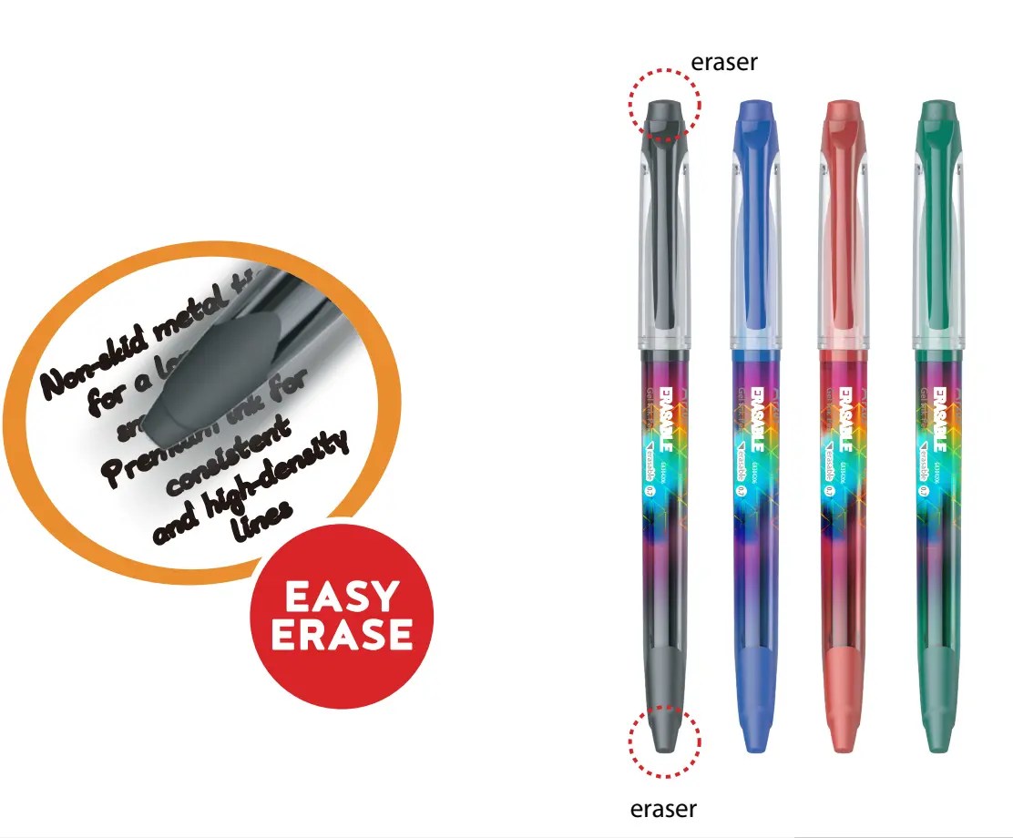 China 0.7mm/0.5mm Doubleheaded Erasable Gel Ink Pen Fancy Barrel