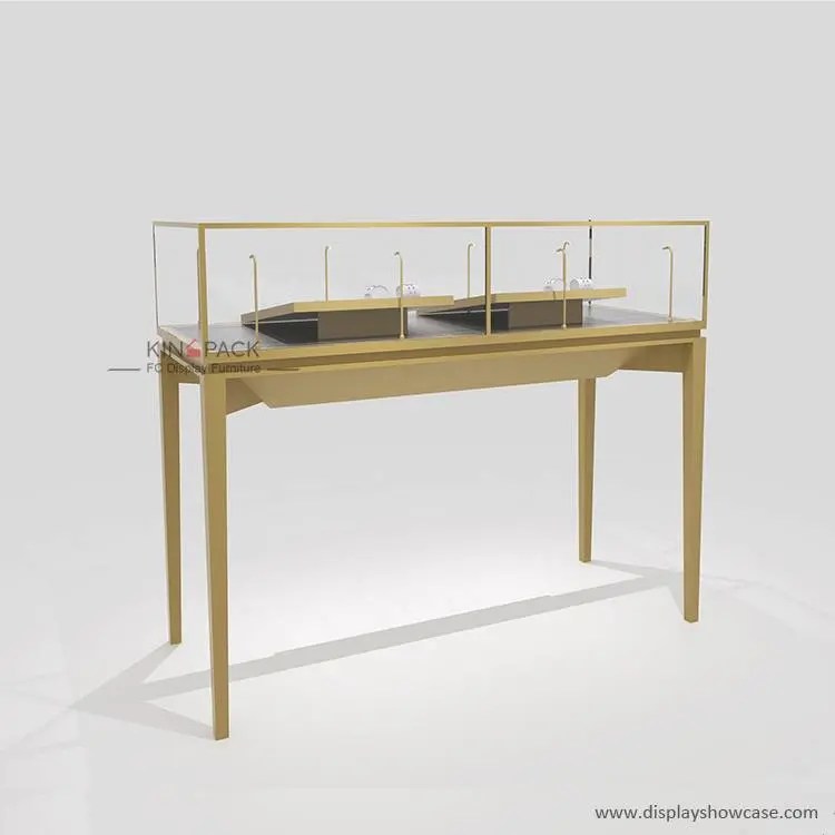 Rectangular Top Lighting Elegant Jewelry Glass Display Showcase factory