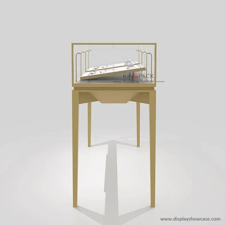 Rectangular Top Lighting Elegant Jewelry Glass Display Showcase factory