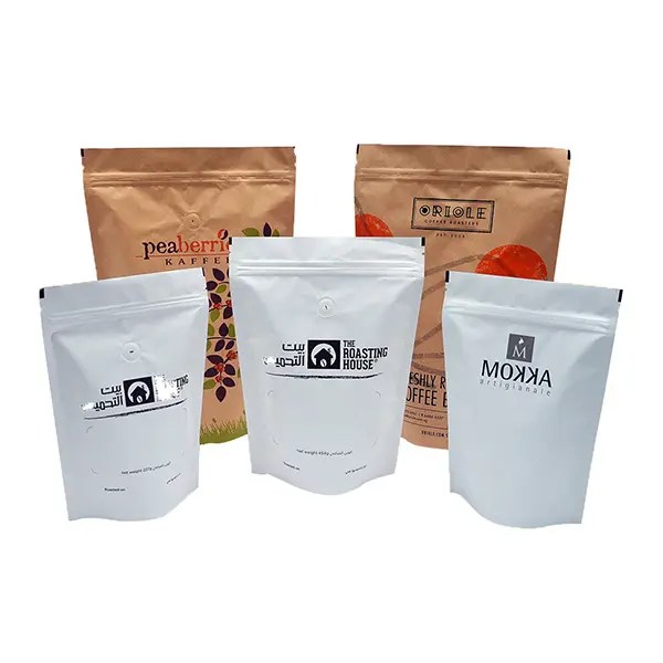 Wholesale Stand up bag with zipper for coffee packaging bag with valve