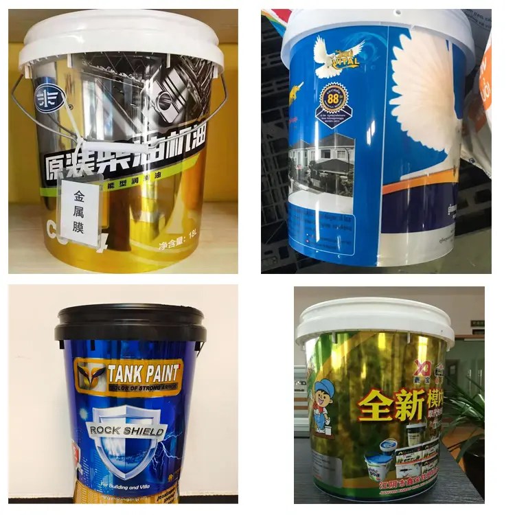 Glossy in Mold Label Stickers bucket by Robot for PP Paint Bucket in