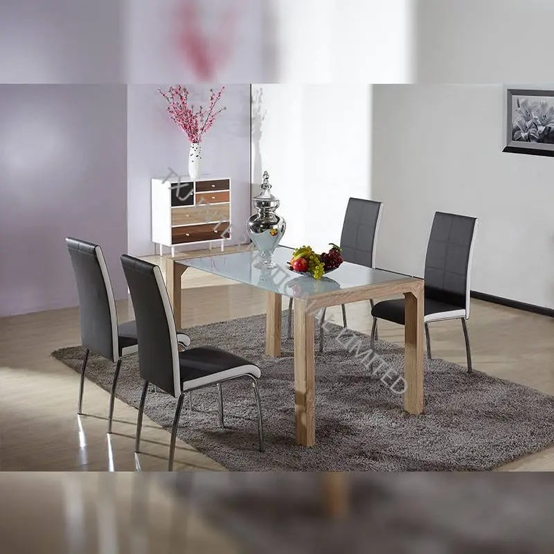BD1419 Tempered Glass Dining Table with MDF Legs