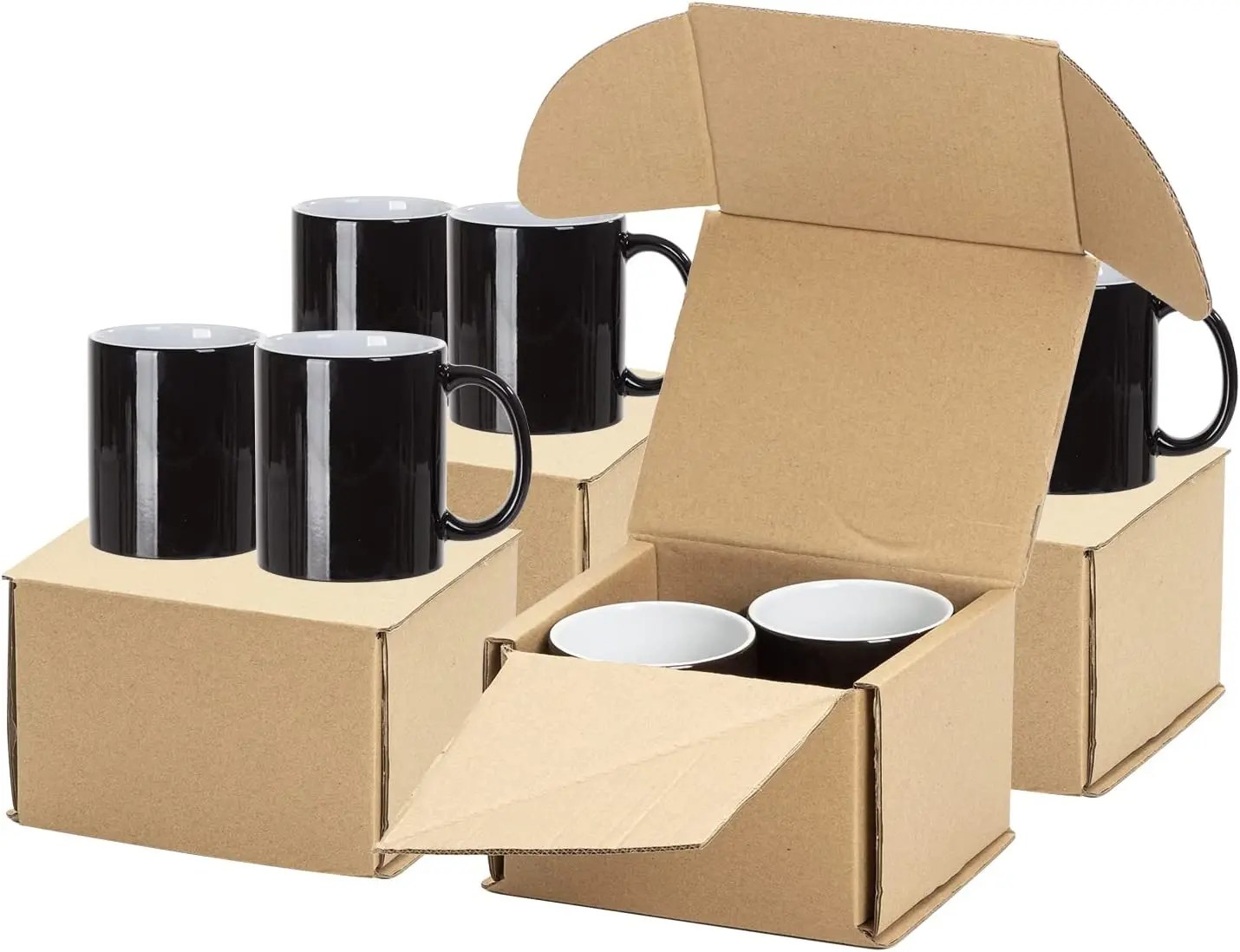 Wholesale 11 oz Color Changing Magic Mugs Glossy Black Coffee Mugs