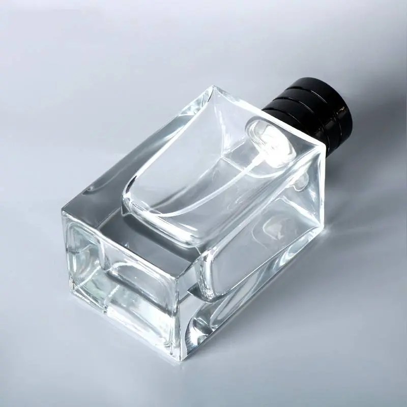 China Transparent luxury square perfume glass bottle for men design