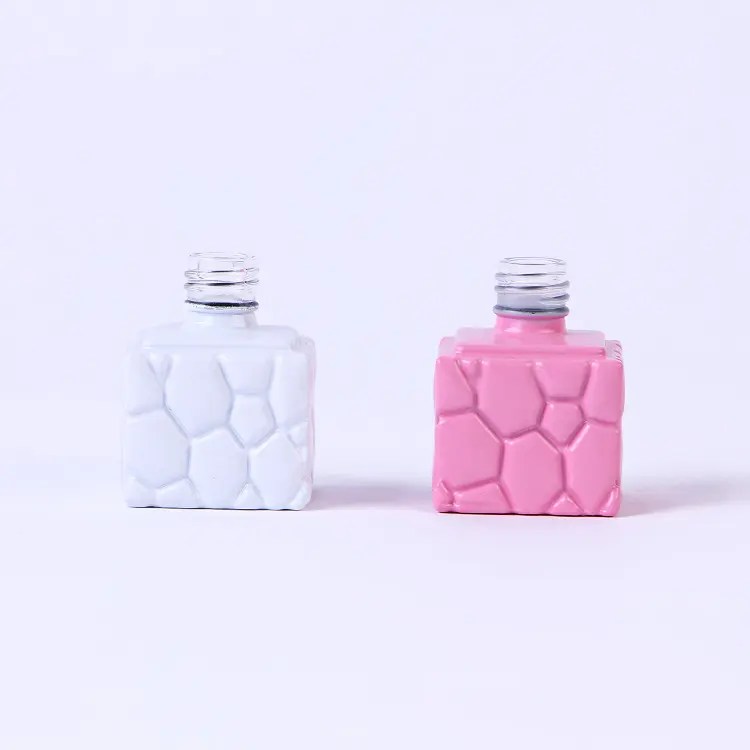 China 10ml wholesale cube square nail polish bottle pink empty glass