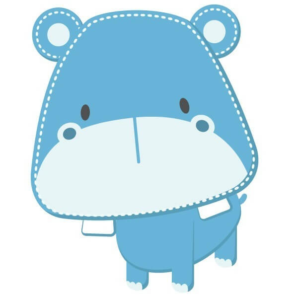 Sticker Mural Bébé Hippopotame Bleu