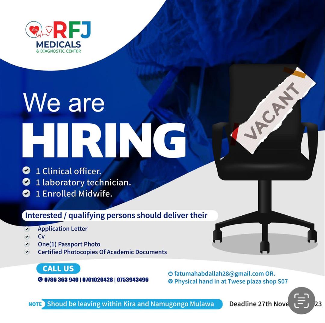 Job Several Job Vacancies at RFJ Medicals