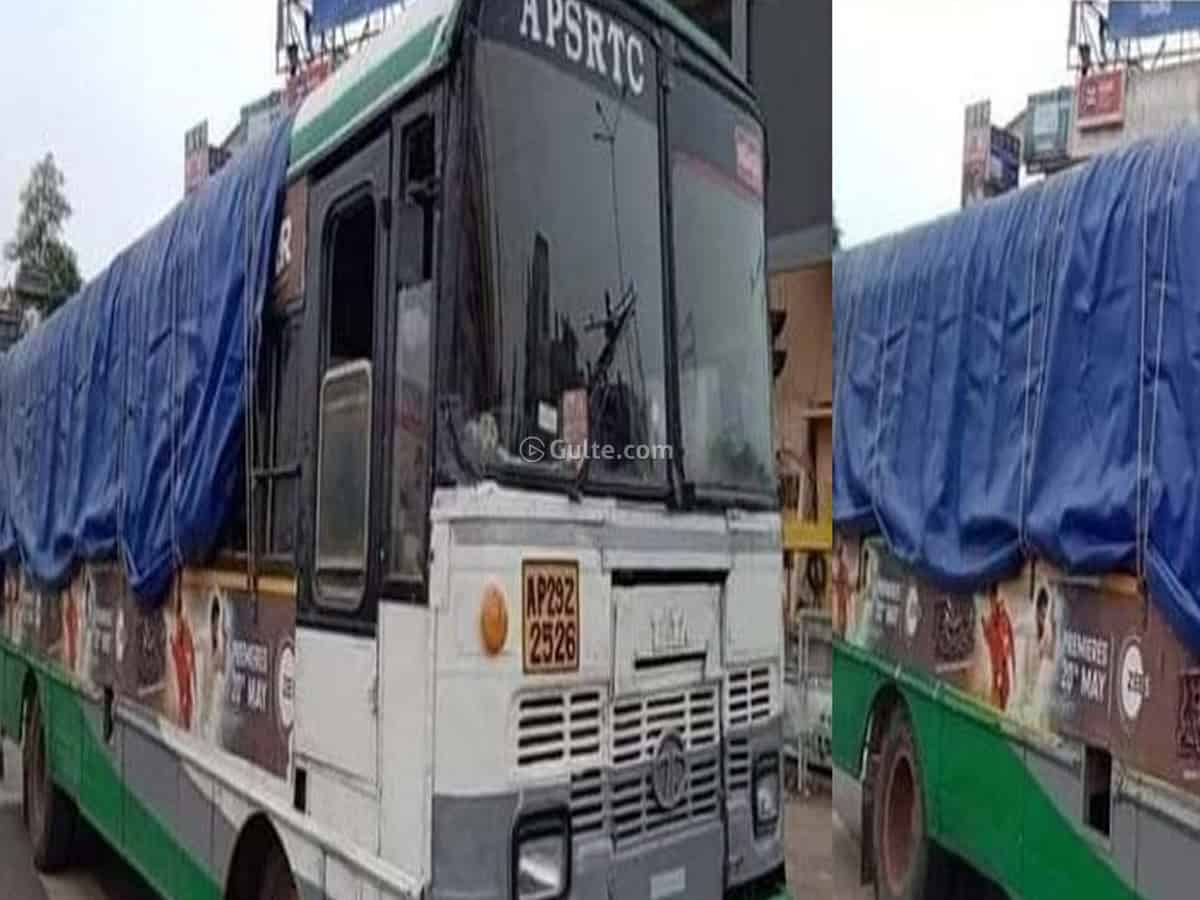 FactCheck Viral Pic Of RTC Bus With A Tarpaulin For A Right Reason