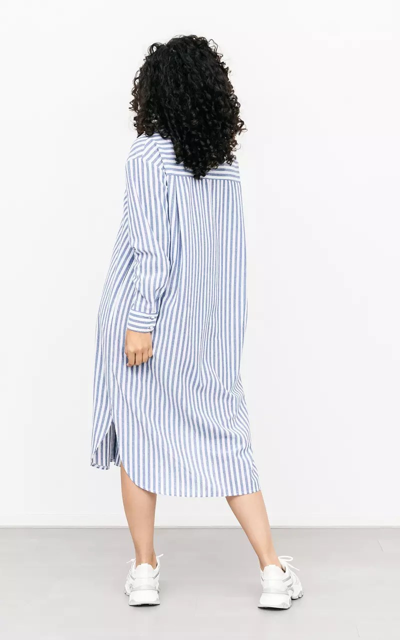 Oversized Gestreepte Jurk - Blauw Wit | Guts & Gusto