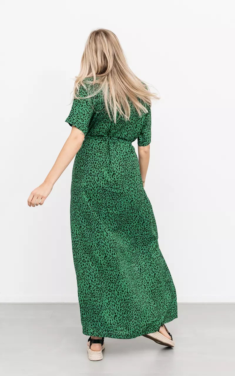 Maxi Jurk Met Knoopjes - Groen Zwart | Guts & Gusto