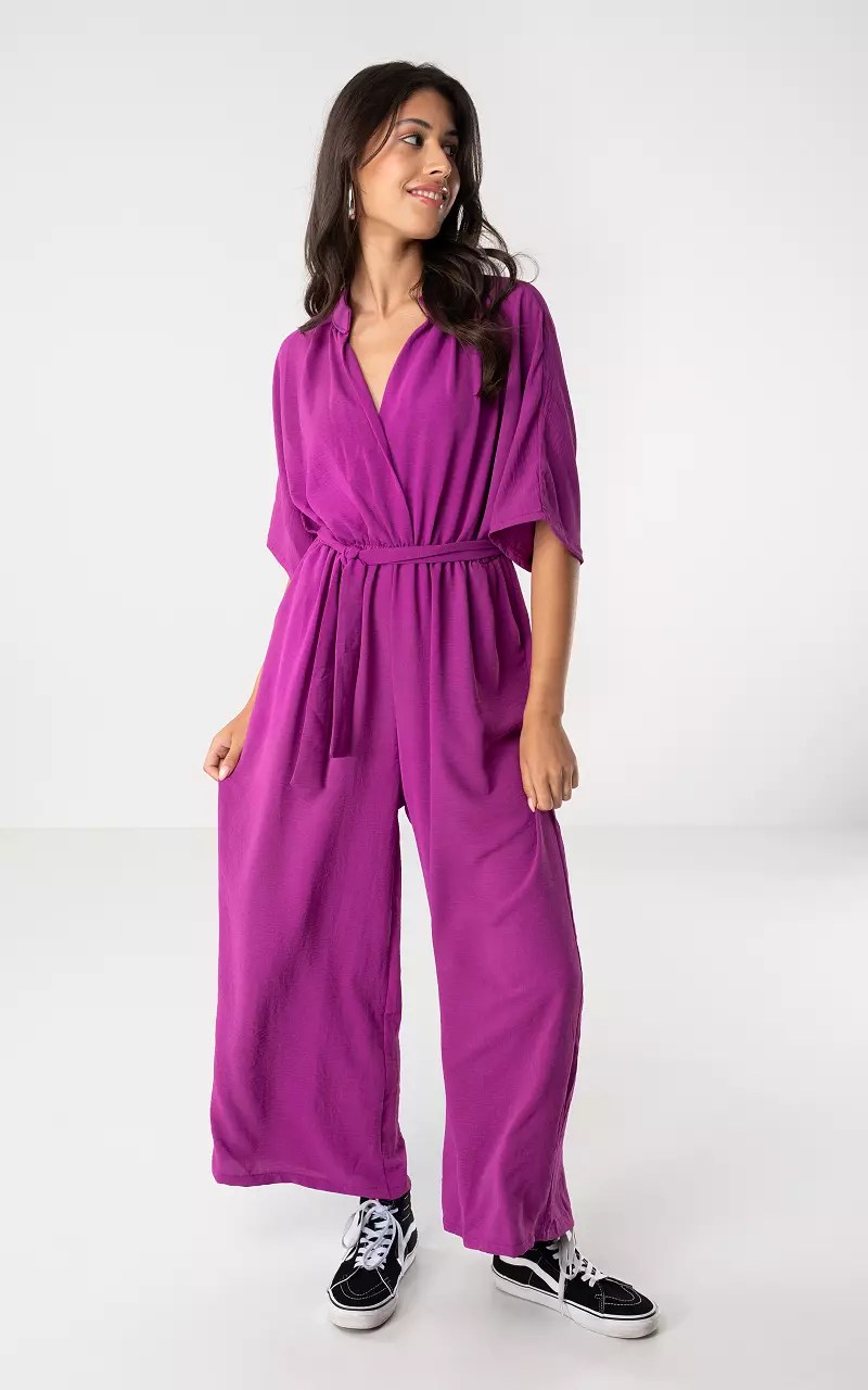 Jumpsuit met strikdetail Paars Guts & Gusto