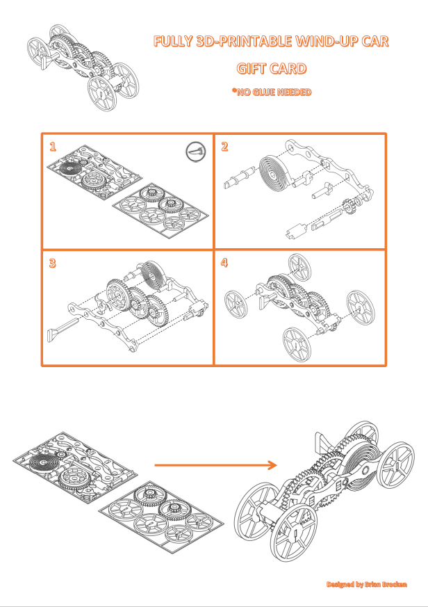Fully 3Dprintable windup car gift card Hackaday.io