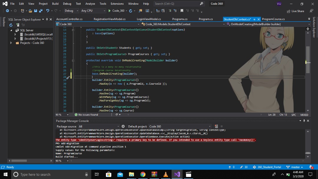 "The entity type 'IdentityUserLogin ' requires a primary key to be