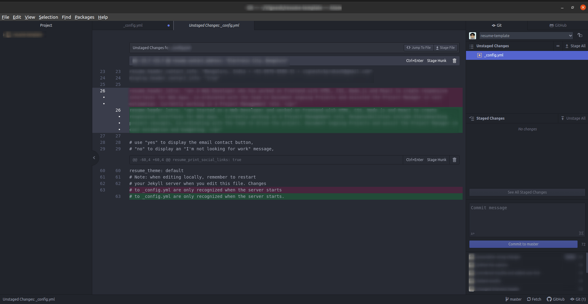 Stage, Commit and Push Changes to Github Repositories in Atom without