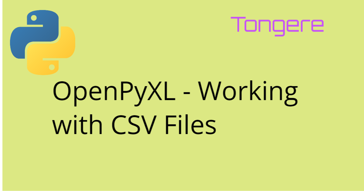 OpenPyXL Working with CSV Files