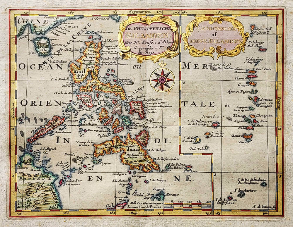 Antique map of the Philippines by Sanson for sale.