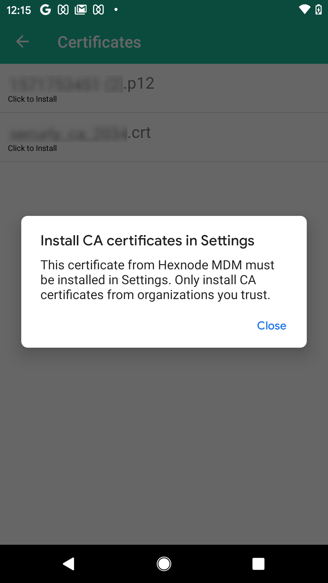 Not able to install CA certificates. Error install CA certificates in