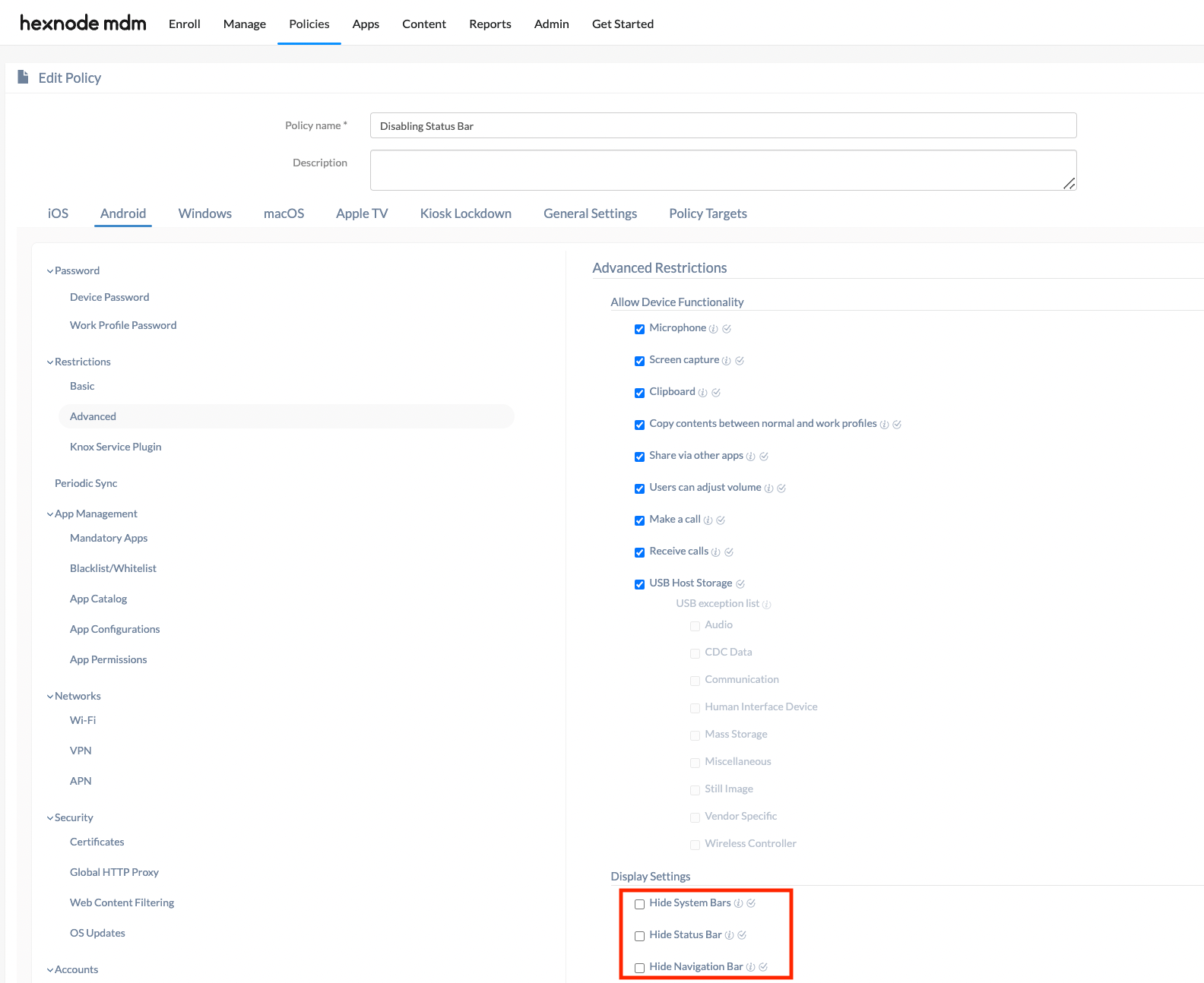 How to Hide Notification Bar on Android Devices Hexnode Help Center