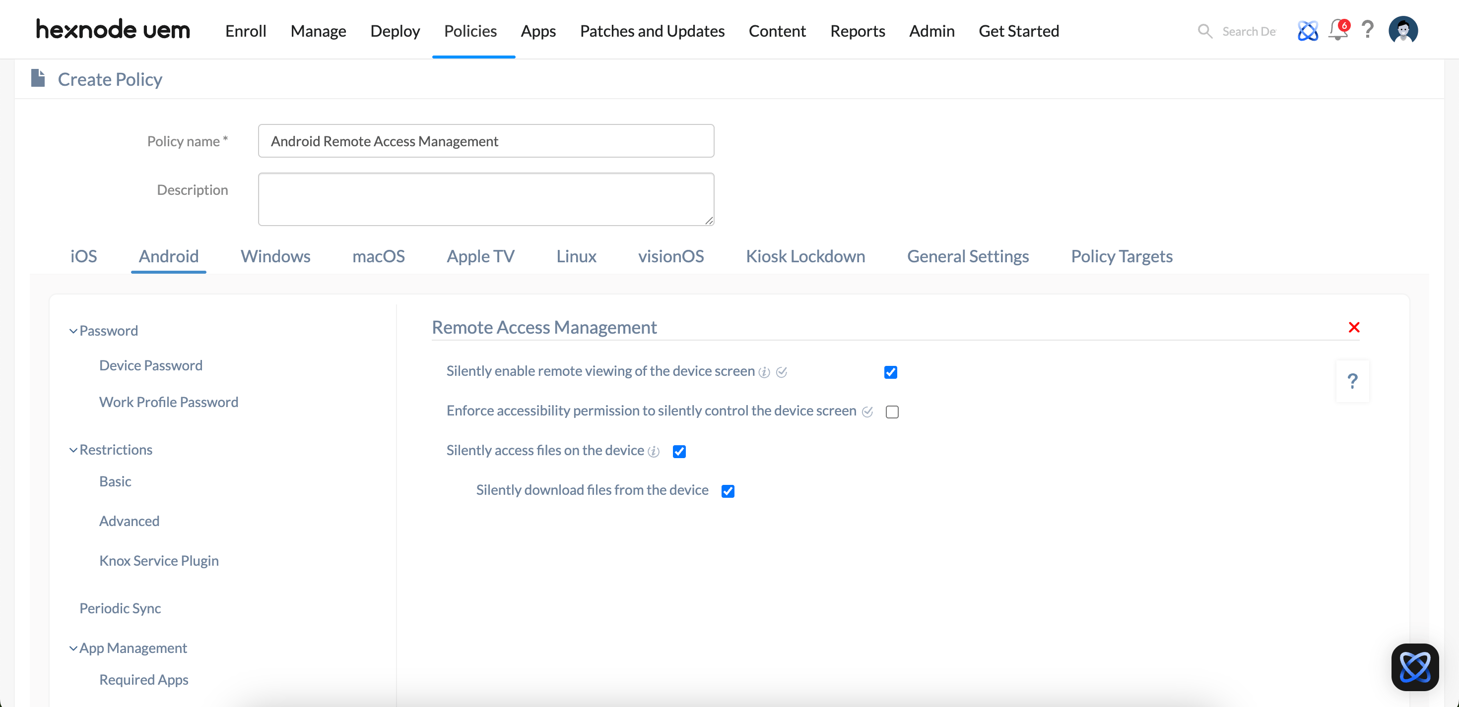 Android Unattended Remote Access Management