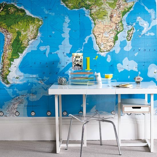 world map office Interior Design Ideas