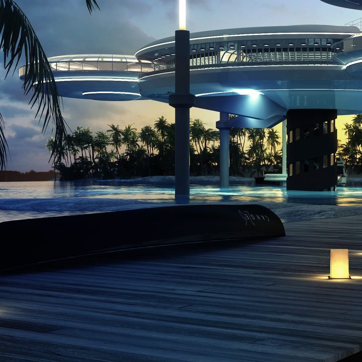 Futuristic hotel complex Interior Design Ideas