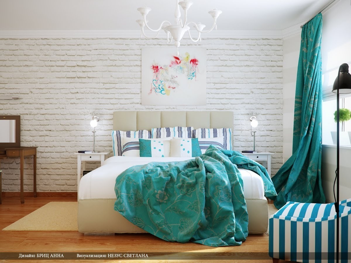 Turquoise white bedroom decor scheme Interior Design Ideas
