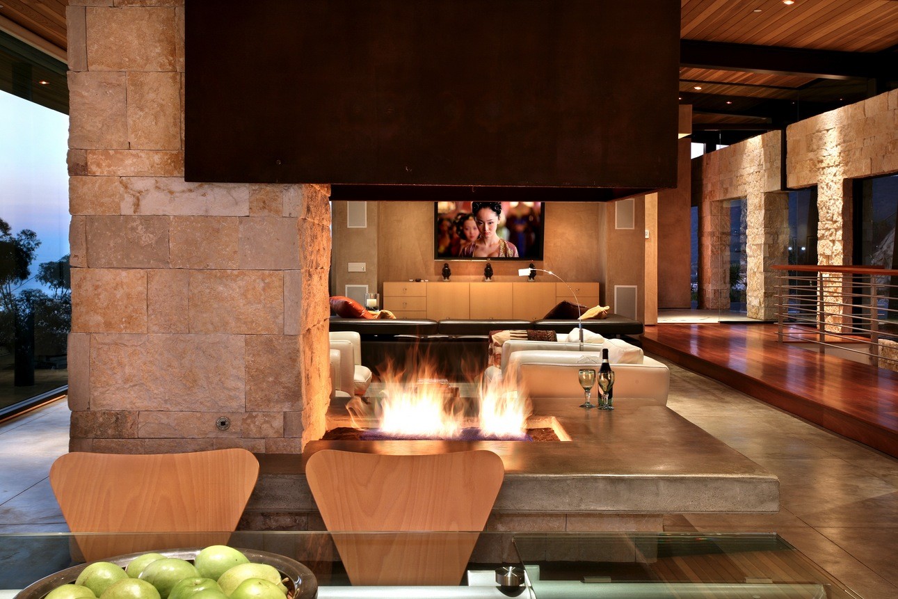 Modern open fireplace Interior Design Ideas