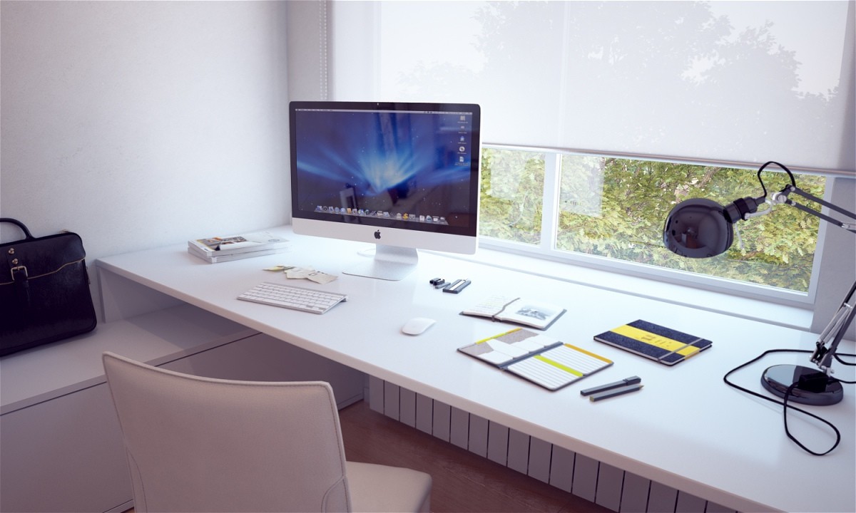 Built in white desk Interior Design Ideas