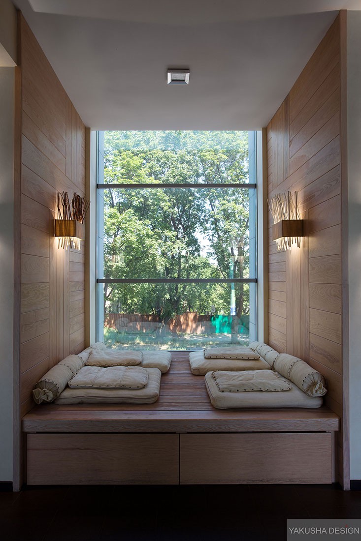 recessed reading nook window with mini day beds Interior