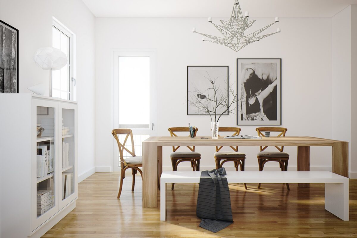 White dining bench Interior Design Ideas