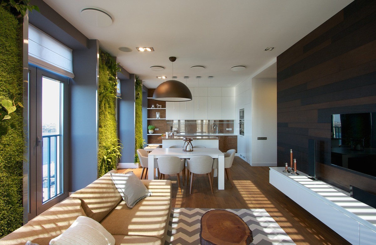 Vertical Garden Walls Add Life to Apartment Interior