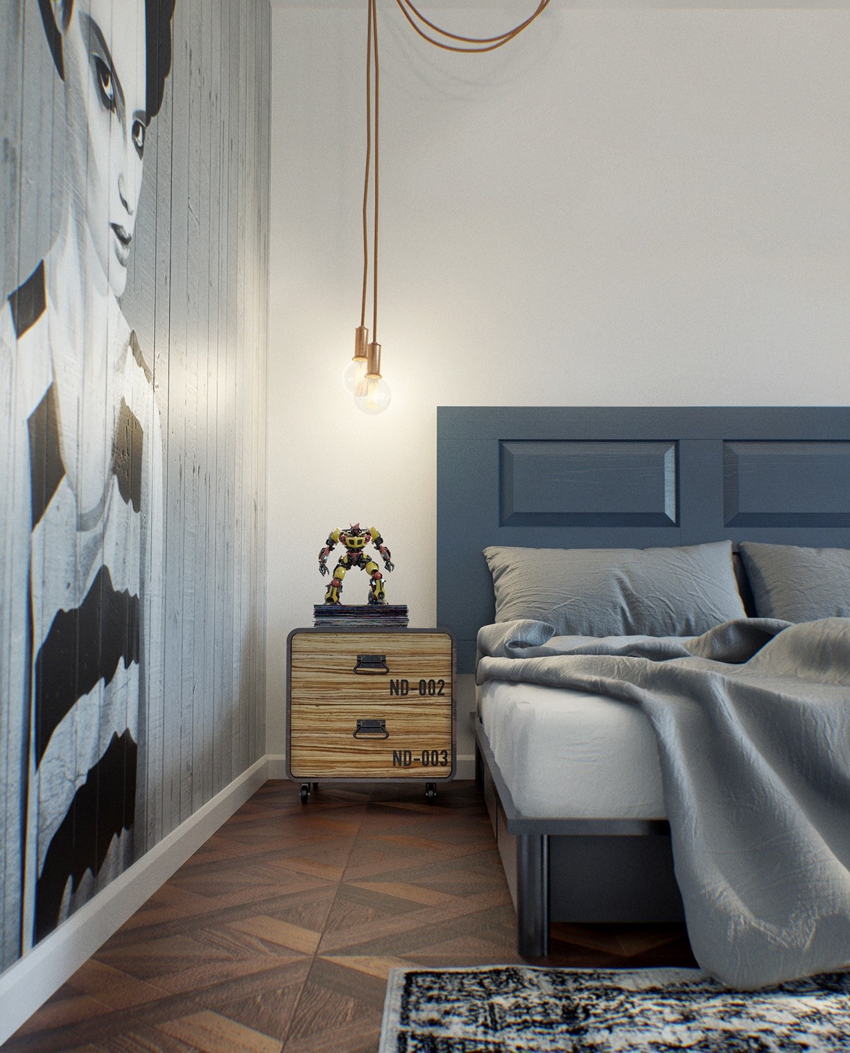 Eclectic Single Bedroom Apartment With Open Floor Plan
