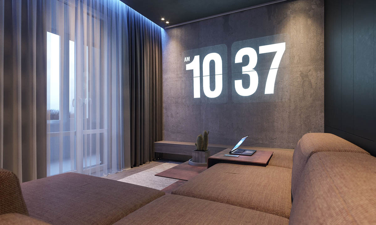 Dark Moody Bachelor Pad Design 2 Single Bedroom LShaped