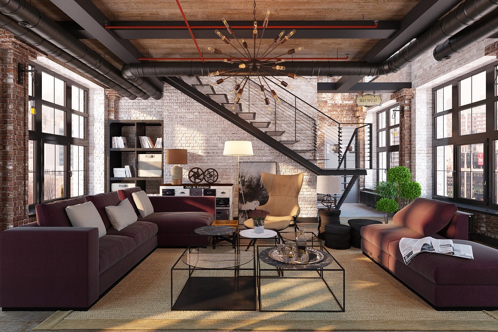 Rich Industrial Style Unites Jewel Colours with Exposed