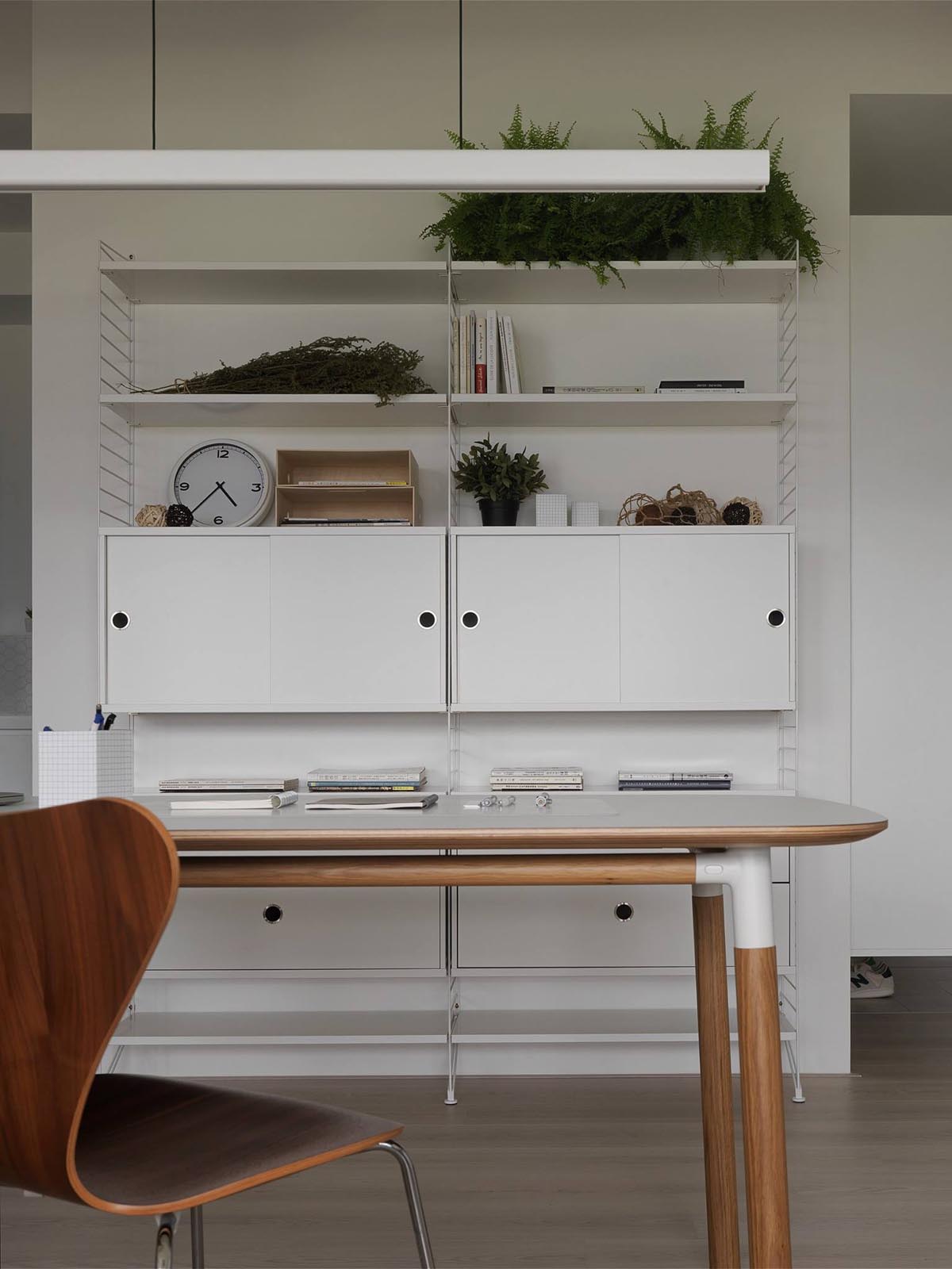 Completely White Apartment With Dominant Central Home Office