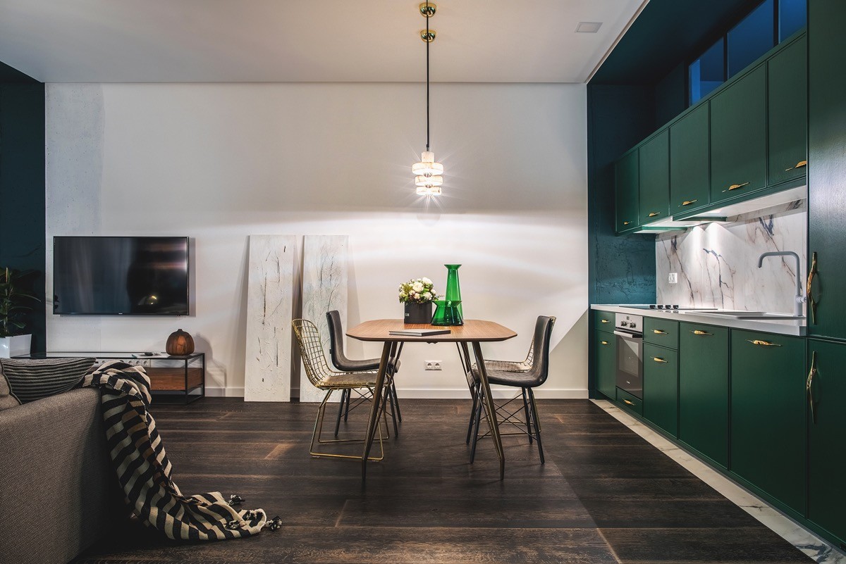 Green and Gold Interior With Modern Eclectic Vibe [Includes Floor Plans]