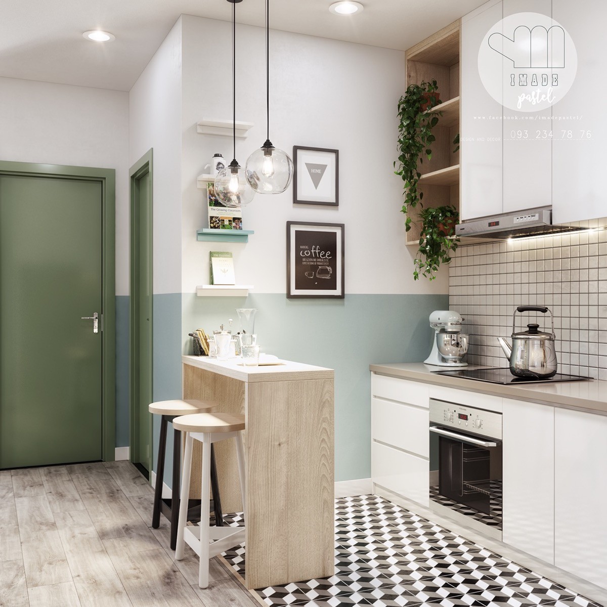 Colourful Interiors With Connection Green, Coral, Blue