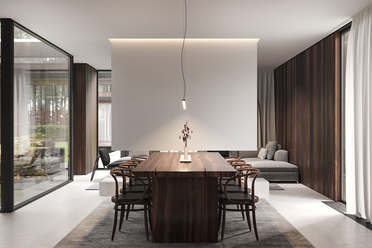 Modern Single Story Forest House With Pool in Ukraine