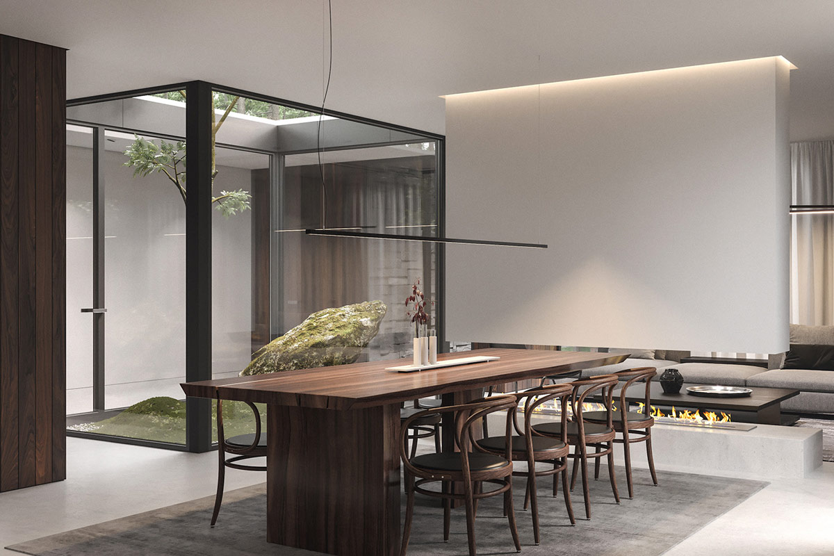 Modern Single Story Forest House With Pool in Ukraine