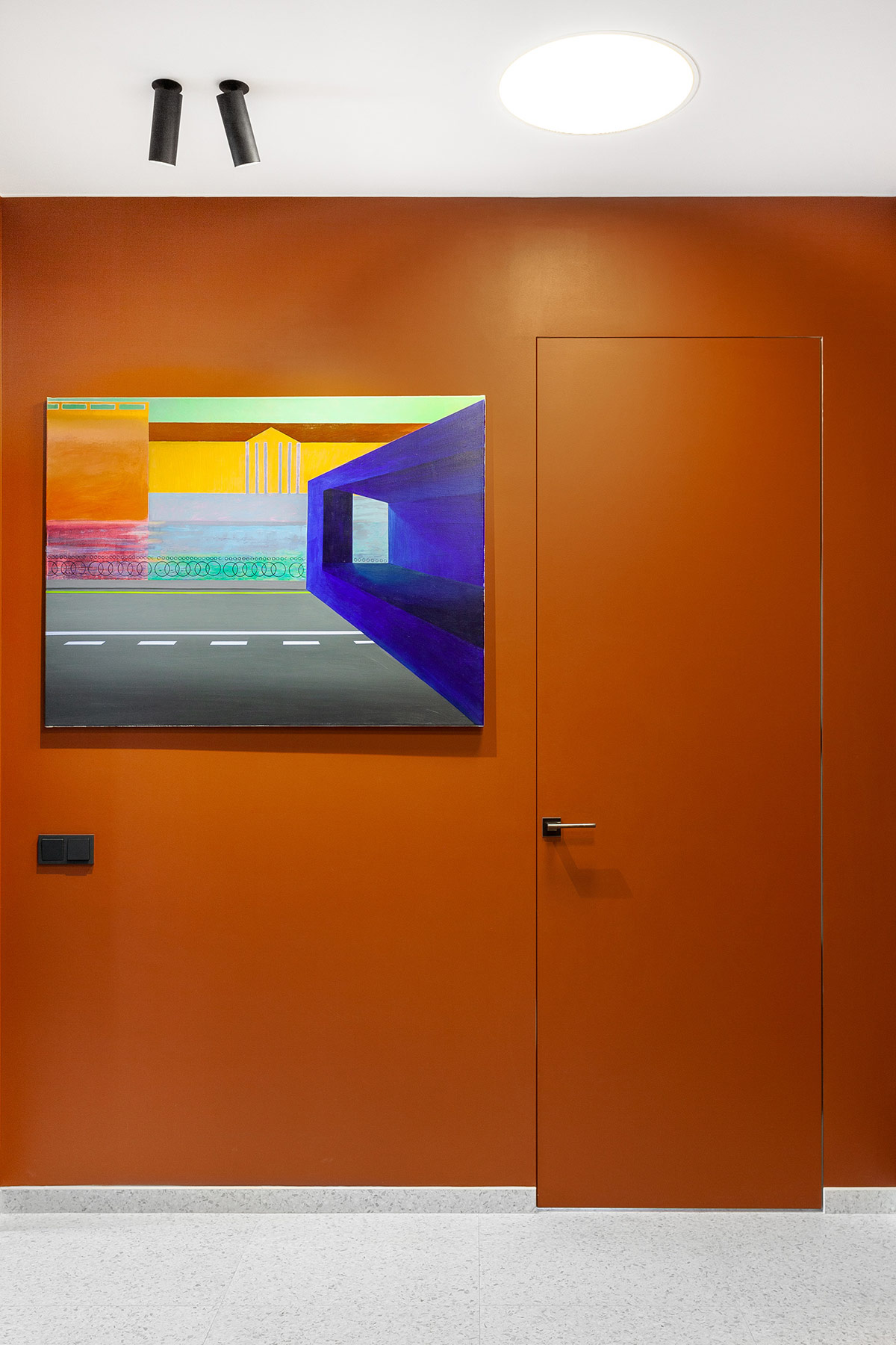 orange entryway Interior Design Ideas