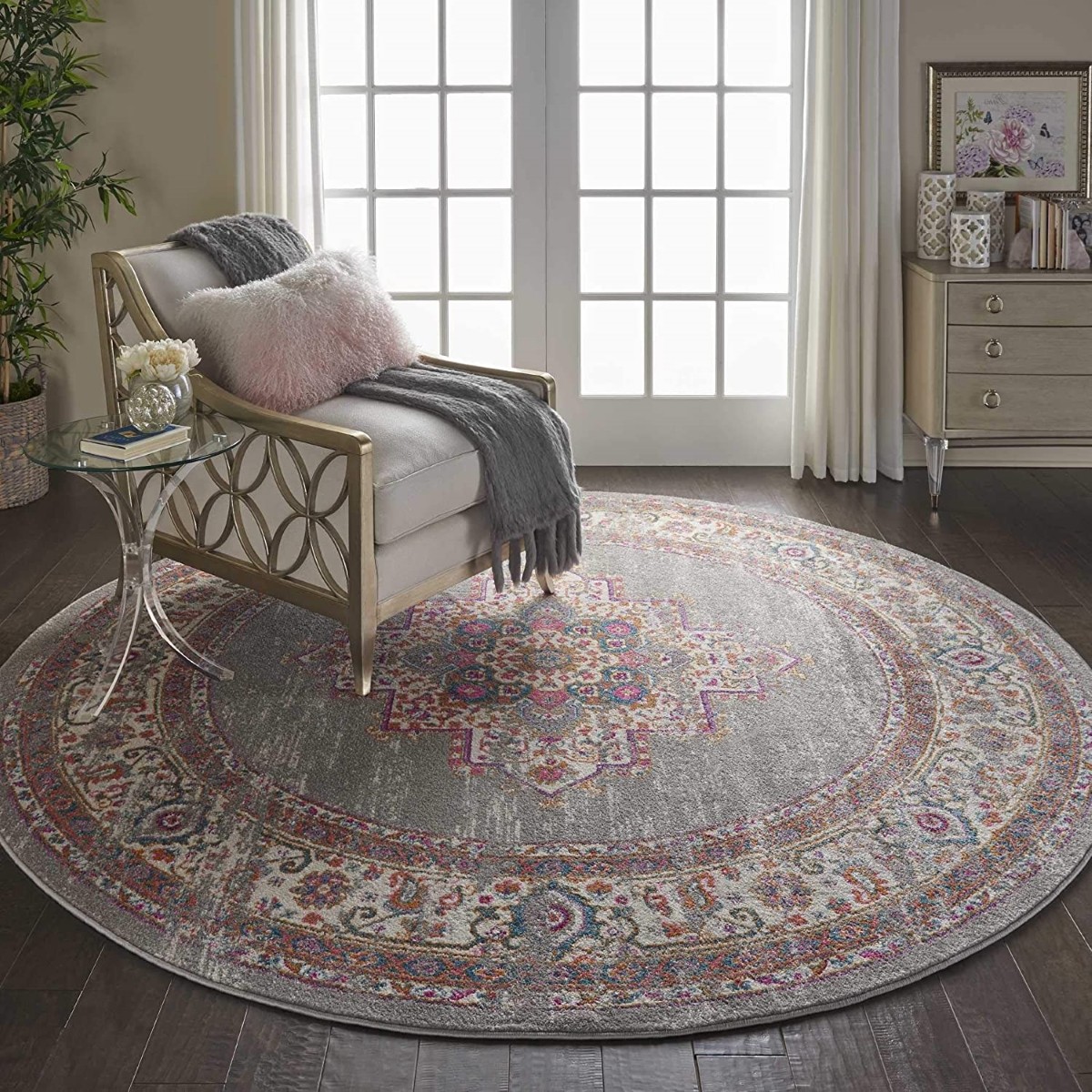 Grey Vintage Round Rug Interior Design Ideas
