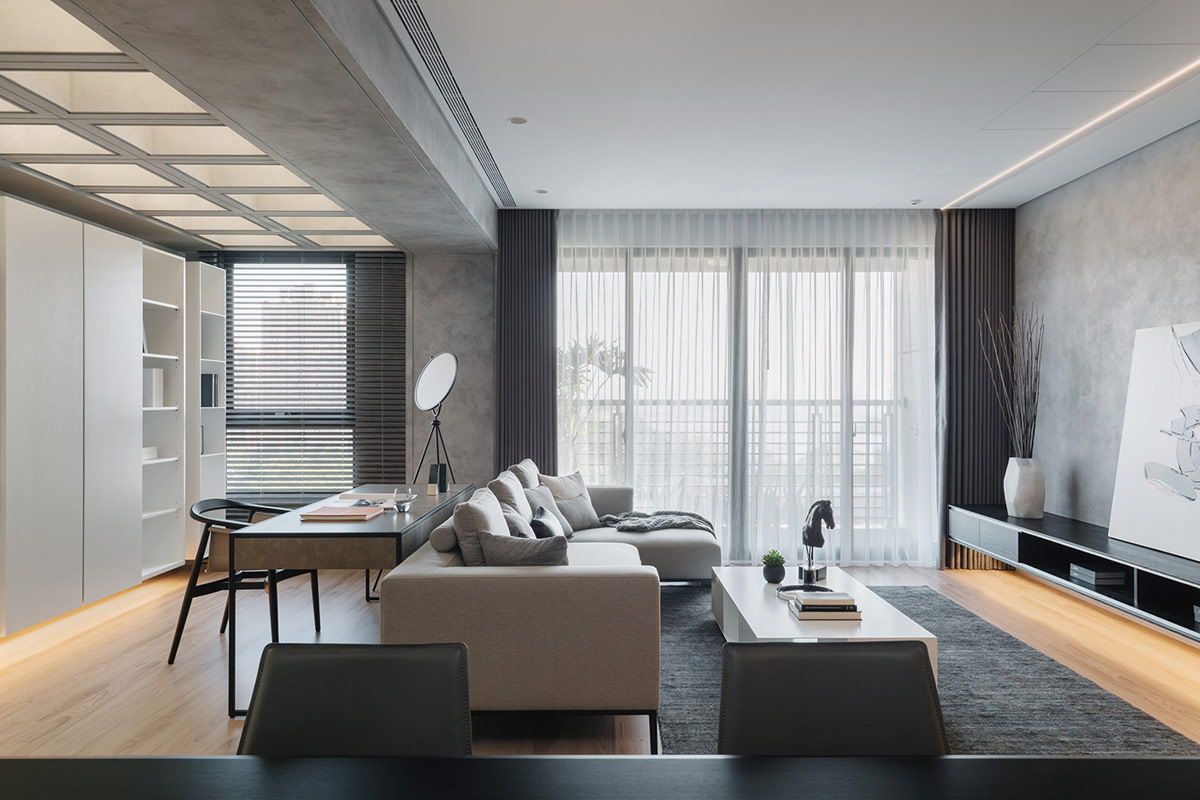 Grey And White Apartment Interiors With A Sunny Serenity