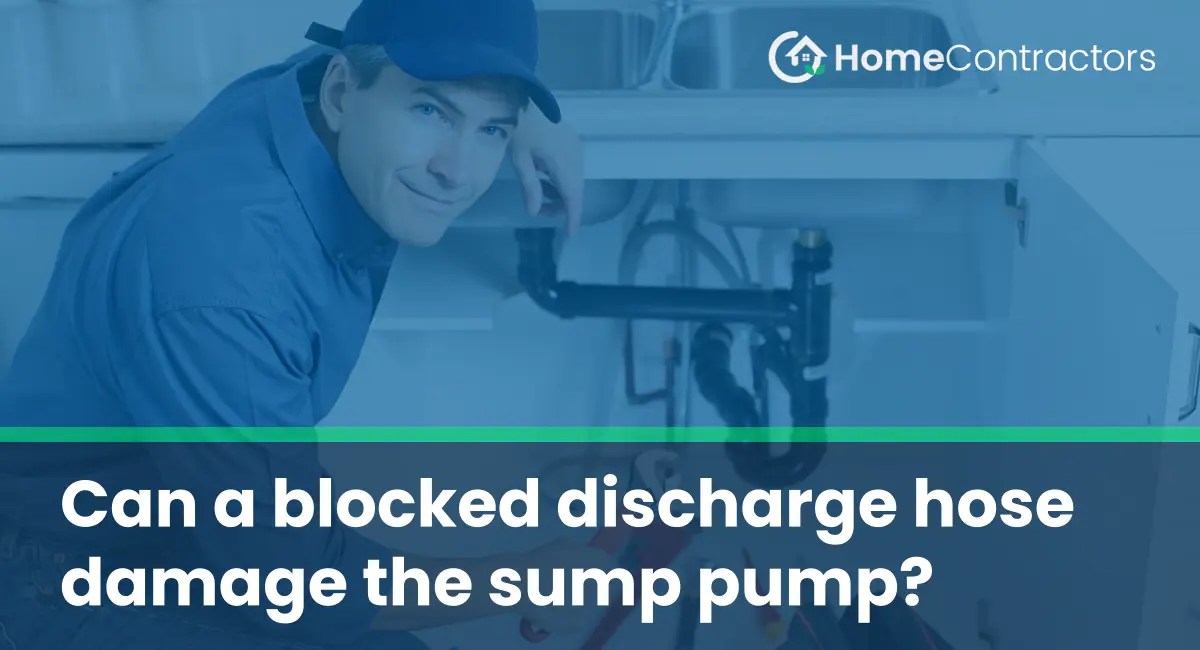 Can a blocked discharge hose damage the sump pump?
